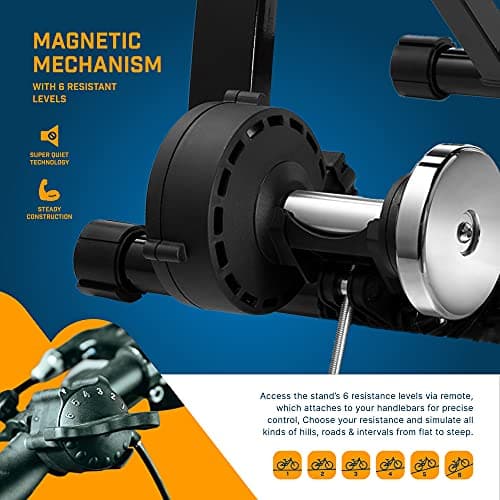 Alpcour Bike Trainer Stand for Indoor Riding – Portable Foldable Magnetic Stainless Steel Indoor Trainer, Noise Reduction, 6 Resistance Settings & Bag – Stationary Exercise for Road & Mountain Bikes