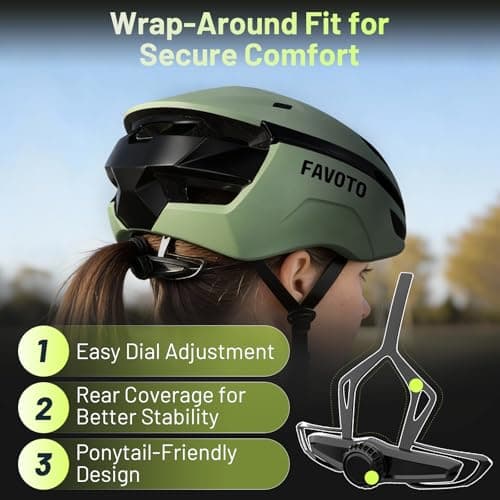 Favoto Adult Bike Helmet for Men & Women, Lightweight Cycling Helmet with Adjustable Fit, Sleek Streamlined Design, Road Commuter & Mountain Riding