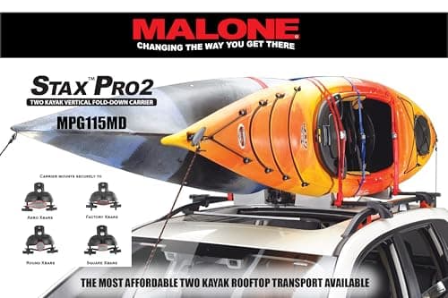 Malone Stax Pro2 Universal Car Rack Folding Kayak Carrier (2 Boat Carrier)