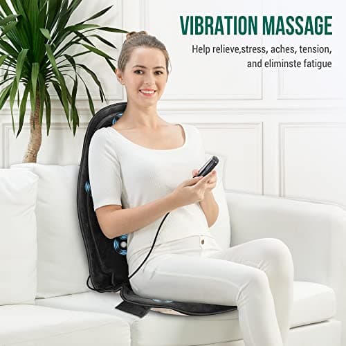 Snailax Back Massager with Heat, Memory Foam Chair Massage Pad, 5 Massage Modes & 2 Heat Settings, Seat Massager for Office Chair,Home Use