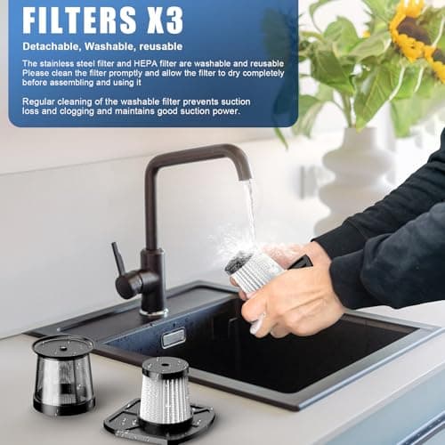 SAKOLD Car Vacuum Handheld Vacuum Cordless with Powerful Suction, Type-C Charge, 2 Suction Modes, 6-in-1 Portable Mini Vacuum for Home, Car, Office Desk, Keyboards