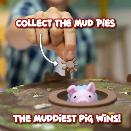 Pigs on Trampolines Board Games – Family Game, Kids Games, Multi-Player, Board Games for Family Night, Preschool Toys, The Muddiest Pig Wins The Game, Hand-Eye-Coordination Game, Ages 6+