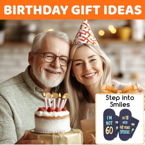 HAPPYPOP Birthday Gifts for Mom Dad - Ideal Socks for Seniors in 50s with Greeting Card