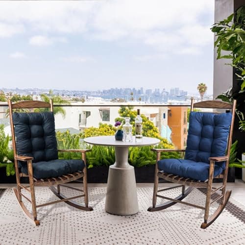 1 Pack Patio Chair Cushion, Rocking Chair Cushion Overstuffed Seat Back Cushion Pad for Outdoor Indoor, Navy Blue