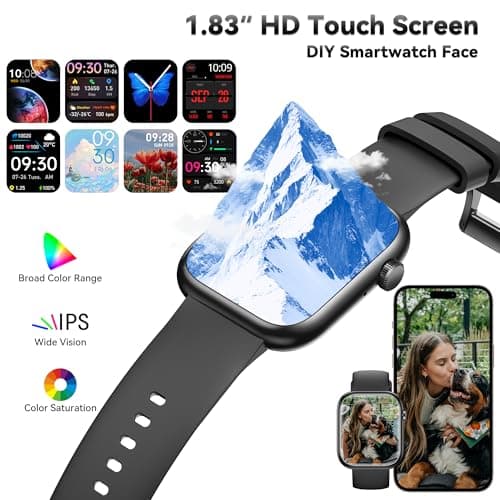 Smart Watch for Men Women(Answer/Make Call), 1.83" Fitness Watch with Heart Rate/Blood Pressure/Blood Oxygen, Pedometer, Sleep Tracker,120+ Sport Modes, IP68 Waterproof Fitness Tracker for Android iOS