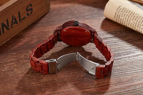 GORBEN Men's Handmade Wooden Watches Mens Lightweight Analog Quartz Wood Mens Wrist Watch with Compass