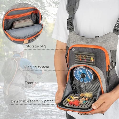 QualyQualy QulayQualy Fly Fishing Pack - Chest Pack with Work Station Lightweight Tackle Fishing Bag with Quick-Release