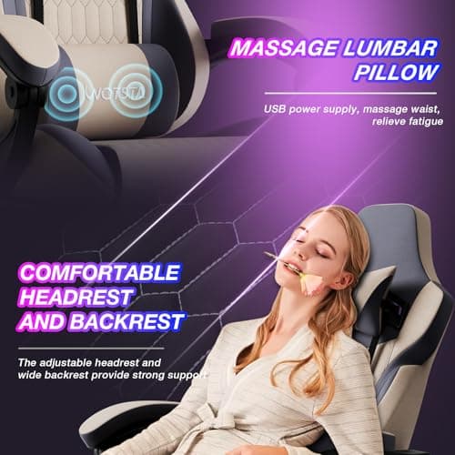 Gaming Chair with Footrest, High Back Gaming Chairs PVC Leather Ergonomic Gamer Chair with Adjustable Headrest Lumbar Support Racing Style Video Gaming Chair for Office/Home (Grey)