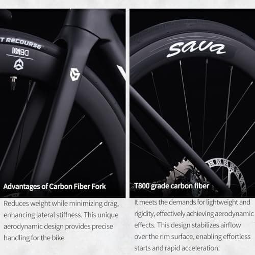 SAVADECK A7L Carbon Road Bike, T800 Carbon Fiber Frame 700C Racing Bicycle with Shimano 105 R7100 24 Speed Groupset and Hydraulic Disc Brake, Ultra-Light Carbon Bike for Man and Women