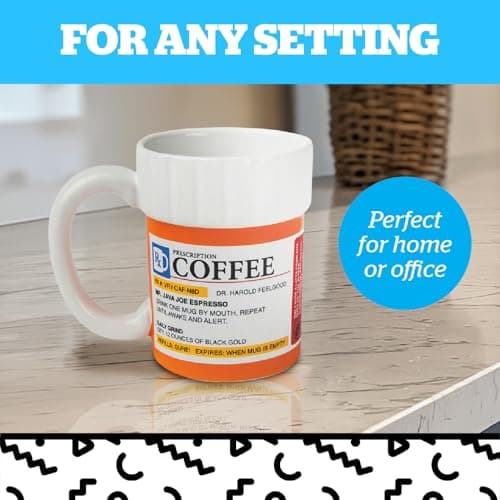 BigMouth Inc. Prescription Coffee Mug - Large Funny Prescription Coffee Cup - Unique Pharmacy Gifts - Hilarious Novelty and Gag Gifts for Doctor - Dishwasher-Safe Ceramic Pill Bottle Coffee Cup - 12oz B0085MQPSG