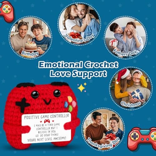 Gamer Gifts for Teen Boy, Positive Crochet Controller Gifts for Son Boyfriend Birthday, Gamer Gift for Teenage Boy, Boy Room Decor, Gaming Accessories for Kids Christmas B0F6YF4TJS