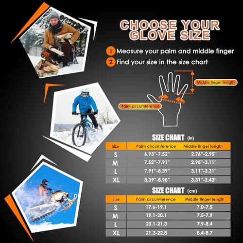 ihuan Winter Waterproof Gloves for Men Women Warm Running Cycling Snow Ski Gloves for Cold Weather, Thermal Windproof Material and Touch Screen Finger for Driving Snowboarding