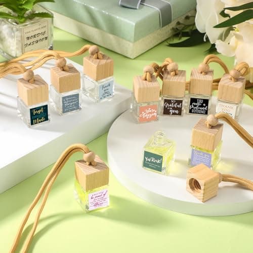 Wood Air Freshener with Thank You Cards, Essential Oil Diffuser, Customer Service Week for Teacher Coworker Staff Team Havawish 10 Pcs Car Diffuser Ornament Employee Appreciation Gift Bulk B0D1K9WQ1B