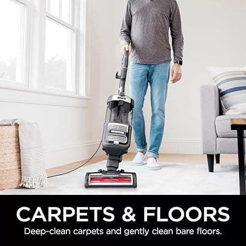 Shark UV730 Navigator Lift-Away Upright Vacuum, PowerFins HairPro Self-Cleaning Brushroll, HEPA Filter with Anti-Allergen Technology, LED Headlights, Swivel Steering, Gray (Renewed)