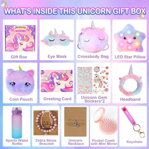Jenria Unicorn Gift for Girls, Birthday Gifts for Girls Age 3 4 5 6 7 8 9 10 Years Old Girl, Gift Ideas, Girls Toys Age 6-8, Unicorn Toys for Daughter, Niece B0DCF94RV3