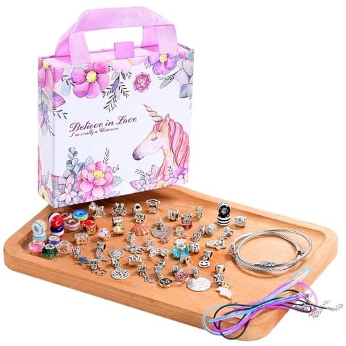 COO&KOO Girls Charm Bracelet Making Kit: Unicorn Jewelry Making Kit Gifts Crafts for Girl 8-12 A Perfect Girls Toy for Ages 6 7 8 9 10 Girl That Imagination Self-Expression and Inspires Creativity