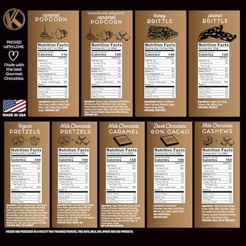 KREMERY Creamy Chocolate Cravings - Holiday Christmas Chocolate Covered Pretzels & Caramel Popcorn Gift Basket, in Seagrass Tray + Ribbon (Deluxe, 3.5 lbs) Xmas Treats Food Arrangement, Kosher