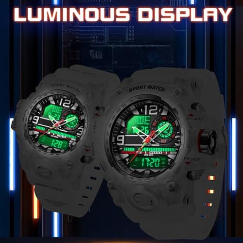 findtime Women's Sport Watch Digital Waterproof Watches Military Watches Analog Outdoor Wrist Watch LED Luminous Alarm Stopwatch Dual Time Wristwatch