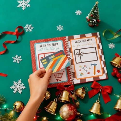 Christmas Stocking Stuffer Christmas Gift Card Book for Adults, Merry Christ-mas Gift Cards, 5x7 Color Spiral Bound Card Book- Surprises On Every Page, DIY Personalized Xmas Gifts for Family, Friends, Students B0FW3QJVR6