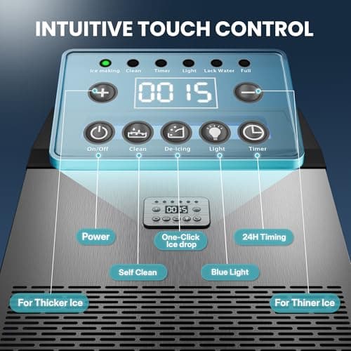 Manastin Commercial Ice Maker, 120lbs/24H Large Ice Machine, 33lbs Storage Capacity, 50 Ice Cubes/15 Mins, Under Counter Ice Maker with Water Filter, Self-Cleaning, Timer, for Home & Bar