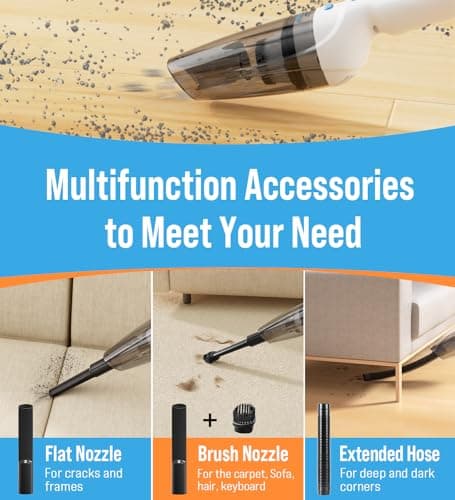 Milunho Powerful Handheld Vacuum Cordless, 9500PA Rechargeable Car Vacuum Portable Cordless, Lightweight & Portable Mini Handheld Vacuum Cleaner with Large-Capacity Battery for Car/Home/Pet