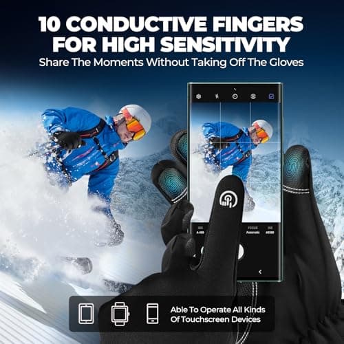 krosa 5-Layer Winter Gloves for Men & Women Made with 3M Thinsulate, -10℉ Waterproof Work Gloves for Cold Weather, Snow Ski Gloves with 10 Touchscreen Fingers