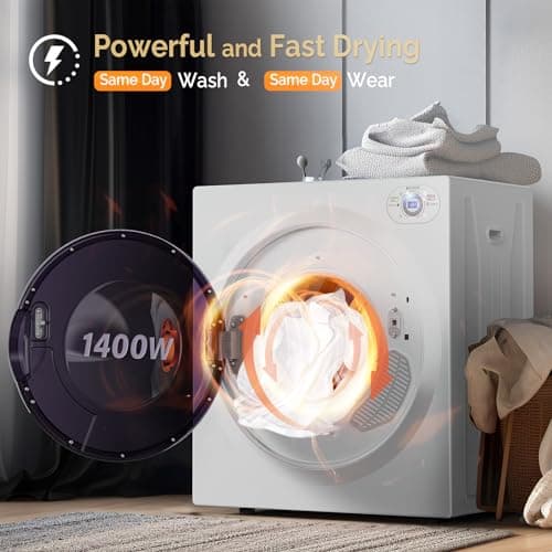 ROVSUN 25LBS Full Automatic Washing Machine and 2.6CuFt Portable Clothes Dryer Set, Electric Laundry Washer and Dryer Combo Set with Stainless Steel Inner Tub, for Apartment, Dorms, Home
