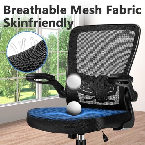 KLASIKA Desk Chairs with Wheels, Ergonomic Mesh Office Chair Adjustable Height and Swivel Lumbar Support Home Office Chair with Flip Up Armrests (8PK)