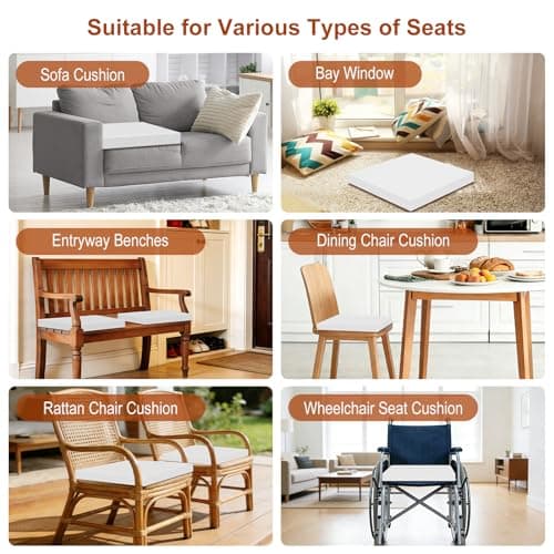 High Density Upholstery Foam 2" X 24" X 24", 3PCS Couch Cushion Replacement - 45D Density 70 ILD (Firm), Square Foam Padding for Chairs, Cut to Size Foam Replacement Cushion for Sofa Chair Bench