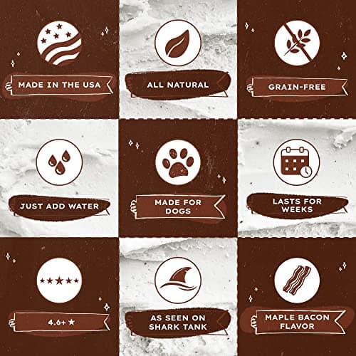 Dog Ice Cream Mix (Maple Bacon Flavor), 4.65 oz - Just Add Water and Freeze at Home, Powder Mix with Ice Cream Cup and Reusable Lid - Made in USA