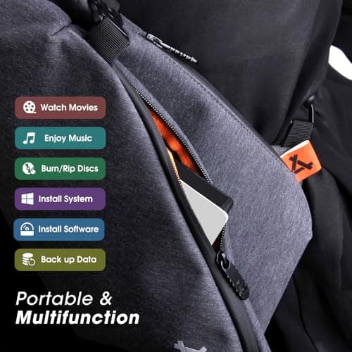 ROOFULL External CD DVD Drive for Mac Laptop, USB 3.0 & USB-C CD DVD Reader Writer Burner Player ROM/RW Portable Optical Disc Drive for Apple MacBook Pro, iMac, Windows 11/10/8/7 Computer PC, White