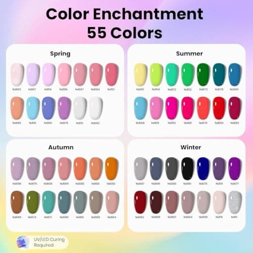 Color Enchantment with Everything Base Top Coat Beginner Starter at Home Nails Kit Manicure DIY Salon Tools Gifts for Women Beetles Gel Nail Polish Kit with U V Light - 80Pcs 55 Colors Gel Nail Kit B0CL4RWBYR