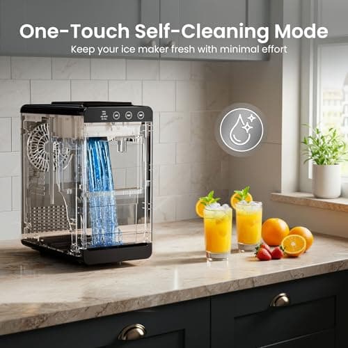 Kismile Portable Countertop Ice Maker Machine, 26lbs Ice in 24Hrs, Self-Cleaning Ice Maker with Selectable Ice Size & Internal Light, Compact Design for Home/Kitchen/Bar