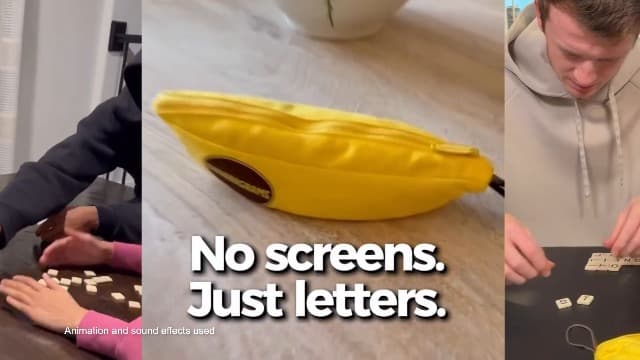 Bananagrams Classic Word Game – Fast-Paced Spelling & Anagram, Family & Travel Game , 144 Letter Tiles in Portable Banana Pouch, 1–8 Players, Educational Wordplay Fun for Ages 7+