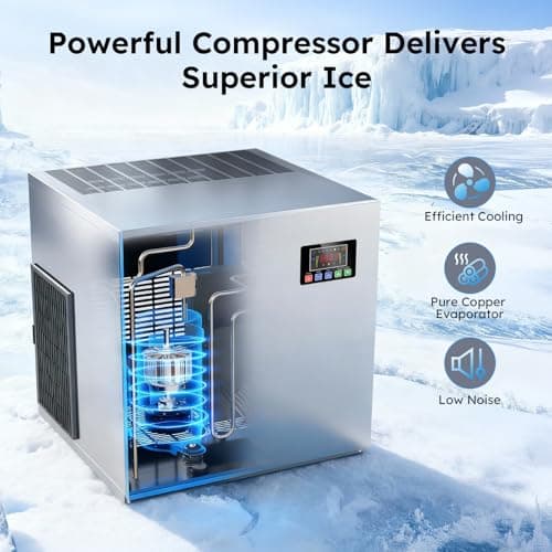 Commercial Ice Maker Machine, 680LBS/24H Ice Production with 560LBS Storage Bin, Industrial Ice Machine with Self-Cleaning, 12 Adjustable Ice Thickness Levels, Stainless Steel