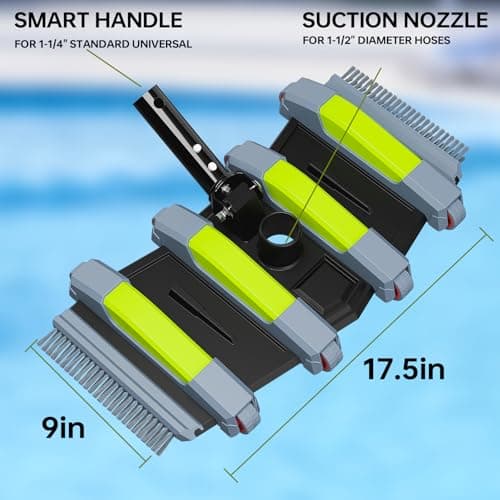 Sepetrel Heavy Duty Pool Vacuum Head with Wheels & Aluminum Handle, Professional Weighted Flexible Vacuum Head