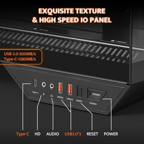 darkFlash Full-Tower ATX Gaming PC Case, Vertical GPU Mounting, Back Plug-in Motherboard, Dual-Chamber, Panoramic Glass, Up to 2 x 360mm Radiators, RTX 40 Compatible(DY470) (1 PWM ARGB Fans, Black)