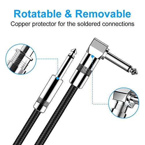 New Bee Guitar Cable 6ft Electric Instrument Cable Bass AMP Cord for Electric Guitar, Bass Guitar, Electric Mandolin, Pro Audio (Right Angle to Straight, Black)