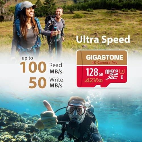 【5-Years Data Recovery】 GIGASTONE 128GB Micro SD Card, 4K Video Recording for GoPro, Action Camera, DJI, Drone, Nintendo-Switch, R/W up to 100/50 MB/s MicroSDXC Memory Card UHS-I U3 A2 V30