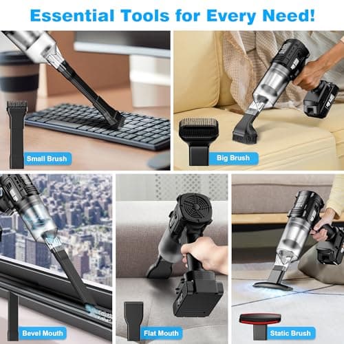 Handheld Vacuum Cleaner Cordless- 35000PA Strong Suction for Car & Home, Car Vacuum Portable Rechargeable Lightweight for Pet Hair with HEPA Filter, Quick Clean in Office/Desk/Couch (Black)