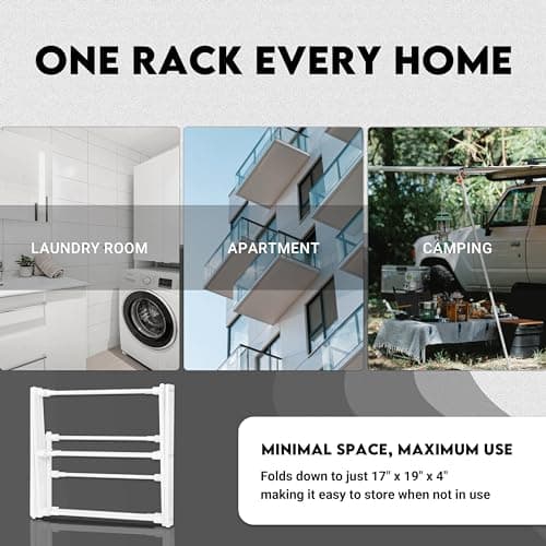ZOES HOMEWARE 2026 Enhanced Clothes Drying Rack | Foldable Drying Rack Clothing for Laundry | Small Collapsible Portable Dryers for Laundry | Use for Indoor & Outdoor | White 37.5"x29"x12"