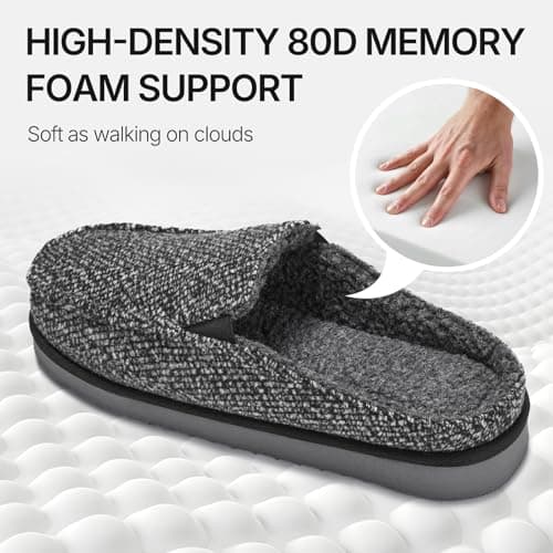 ATHMILE Mens Moccasins House Slippers Slip-on House Shoes with Warm Furry Faux Fur Cotton-Blend High-Density Memory Foam Non-Slip Sole for Indoor Outdoor