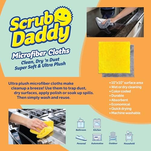 Scrub Daddy Household Cleaning + BBQ Bundle - BBQ Daddy Bristle Free Grill Brush - 2 Microfiber Cleaning Towels - All Purpose Cleaner PowerPaste Cleaning Paste + Scrub Mommy Sponge B0DQT39KBV