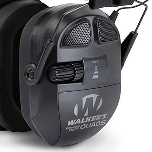 WALKER'S Ultimate Power Muff Quads - Hearing Protection Noise Reduction 26dB NRR Hunting Gun Range Shooting Electronic Earmuffs with AFT, 2 AAA Batteries Included