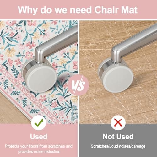 Anidaroel 36"x48" Office Chair Mat for Hardwood Floor, Boho Floral Floor Mat for Office Chair, Anti-Slip Desk Rug for Office, Low Pile Desk Chair Mats for Hardwood, Blush Pink Small Office Rug