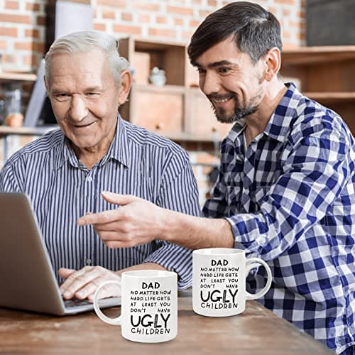 Unique Ceramic Cup Printed on Both Sides Personalized Christmas Birthday Father’s Day Presents for Dad Husband Stepfather Fathers Day Dad Gifts 11oz Funny Coffee Mug for Dad from Daughter Son Wife B09C8JJFL2