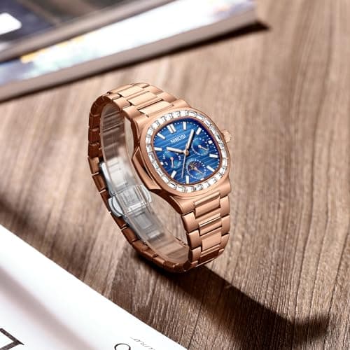 NIBOSI Men's Watches - Analog Quartz Chronograph Watch for Men, Waterproof Luxury Diamond Luminous Dial Business Dress Watch for Anniversary Graduation and Birthday Gifts