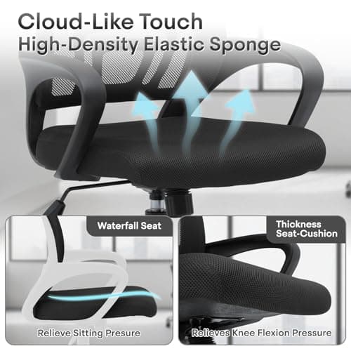 Ergonomic Office Chair - 330Lbs, Breathable Mesh Computer Desk Chair with Lumbar Support & Armrest, Rolling Swivel Adjustable Tilt Lock for Home Office/Gaming, Bedroom Study