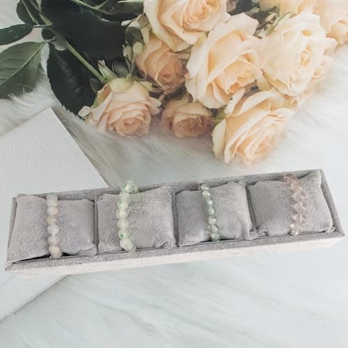 APZDFGIFCD APZDFGIFCD Jewelry Watch Tray, 4 Grids Grey Velvet Watch Jewelry Organizer, Watch Bracelet Bangle Display Holder, Adjustable Pillows