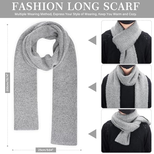 Womens Winter Warm Knit Beanie Hat Touchscreen Gloves Long Neck Scarf Set with Fleece Lined Skull Caps Gifts for Women